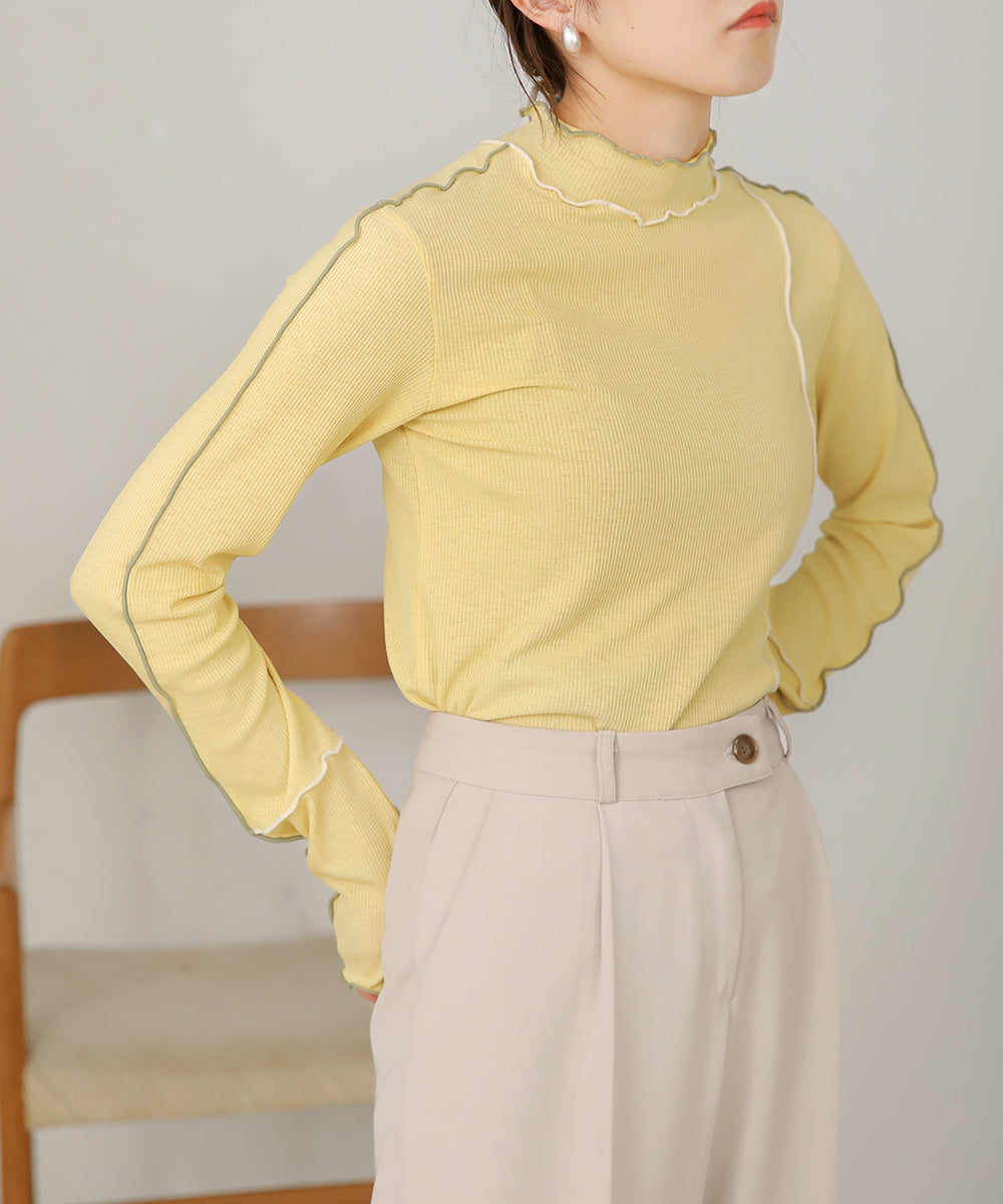 Bab 2WAY color scheme Mellow high neck tops