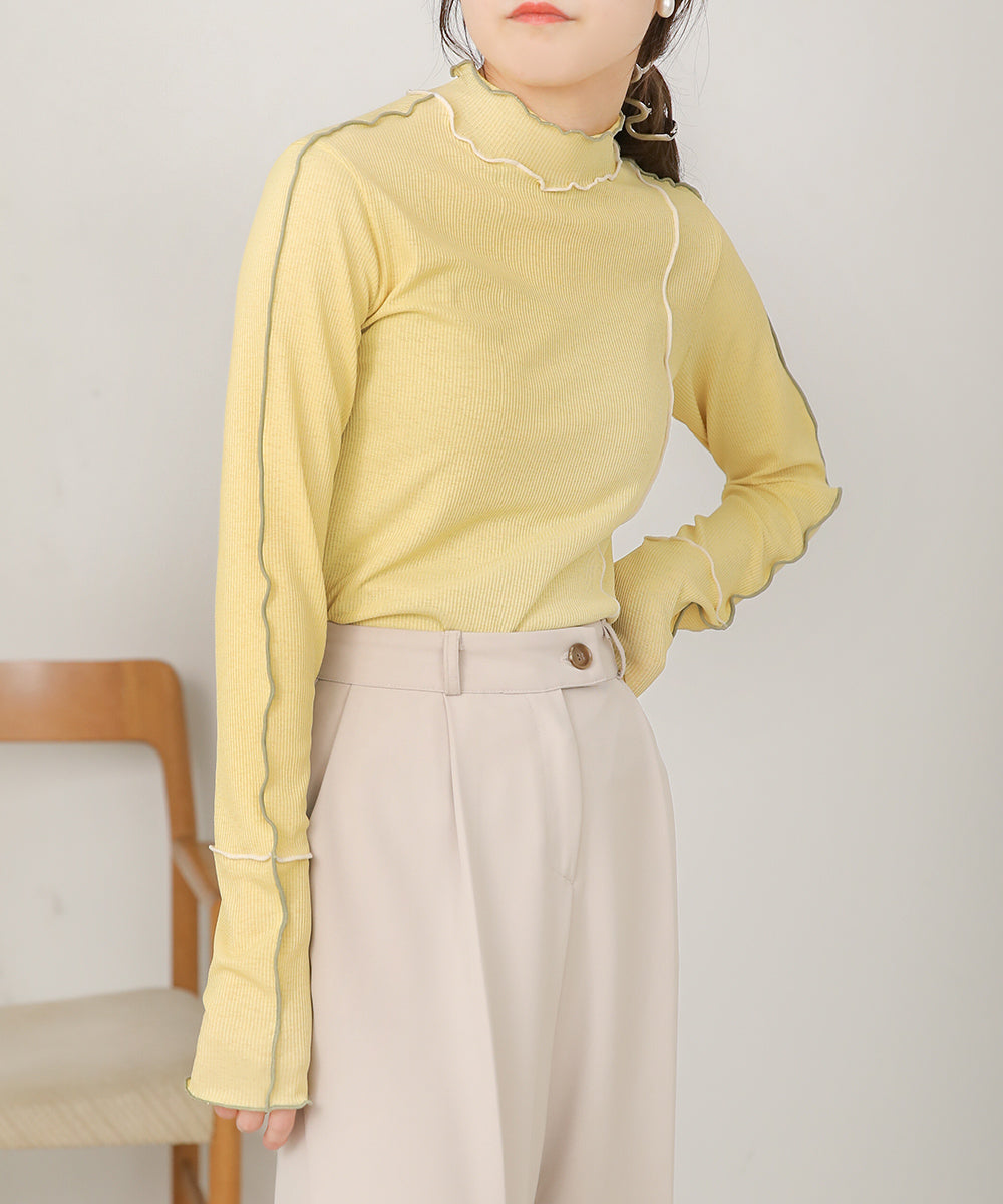 Bab 2WAY color scheme Mellow high neck tops