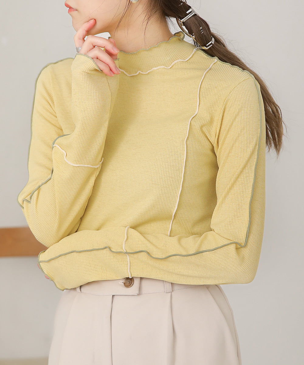 Bab 2WAY color scheme Mellow high neck tops