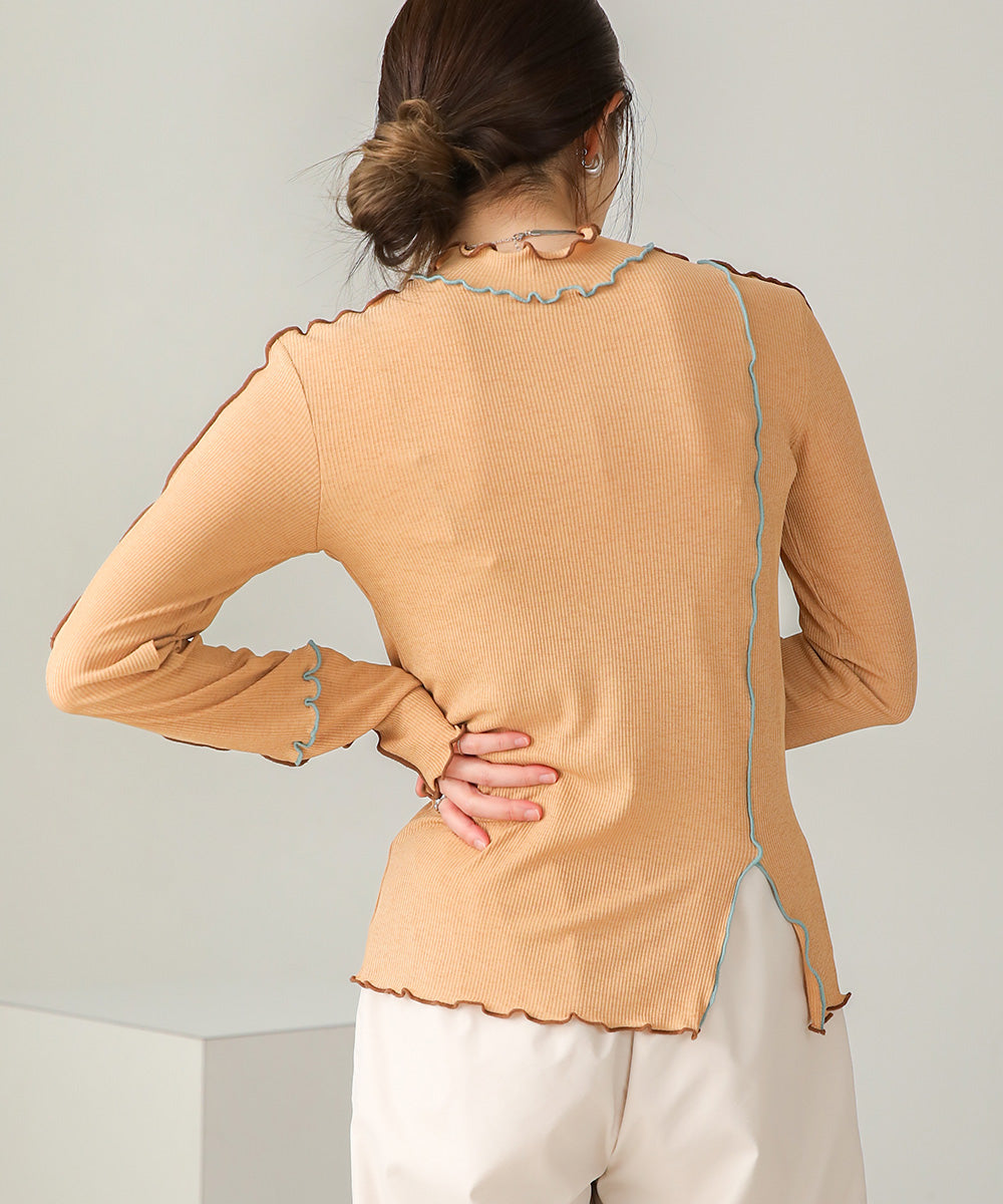 Bab 2WAY color scheme Mellow high neck tops