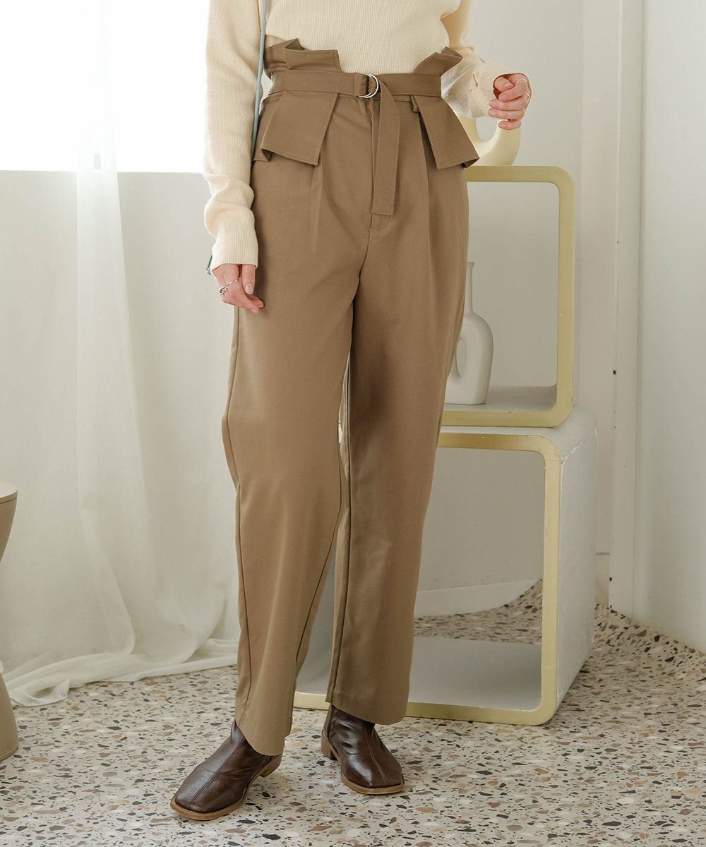 HIGH WAIST BELT SET TAPERED PANTS