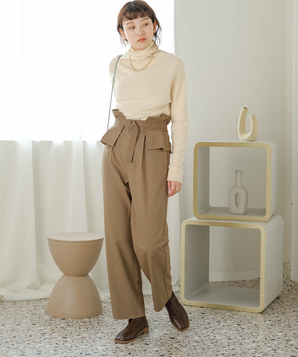 HIGH WAIST BELT SET TAPERED PANTS