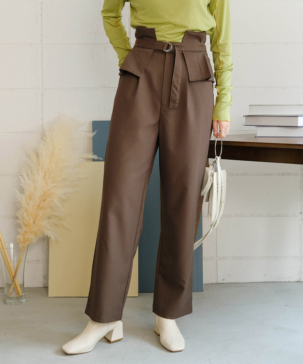 HIGH WAIST BELT SET TAPERED PANTS