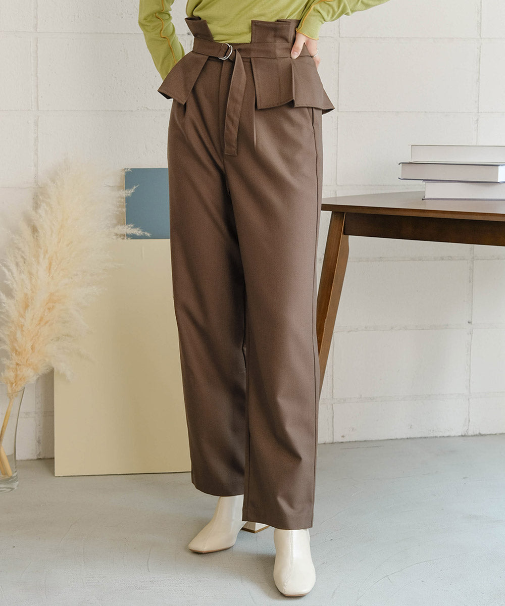 HIGH WAIST BELT SET TAPERED PANTS