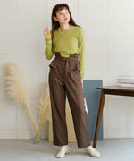 HIGH WAIST BELT SET TAPERED PANTS