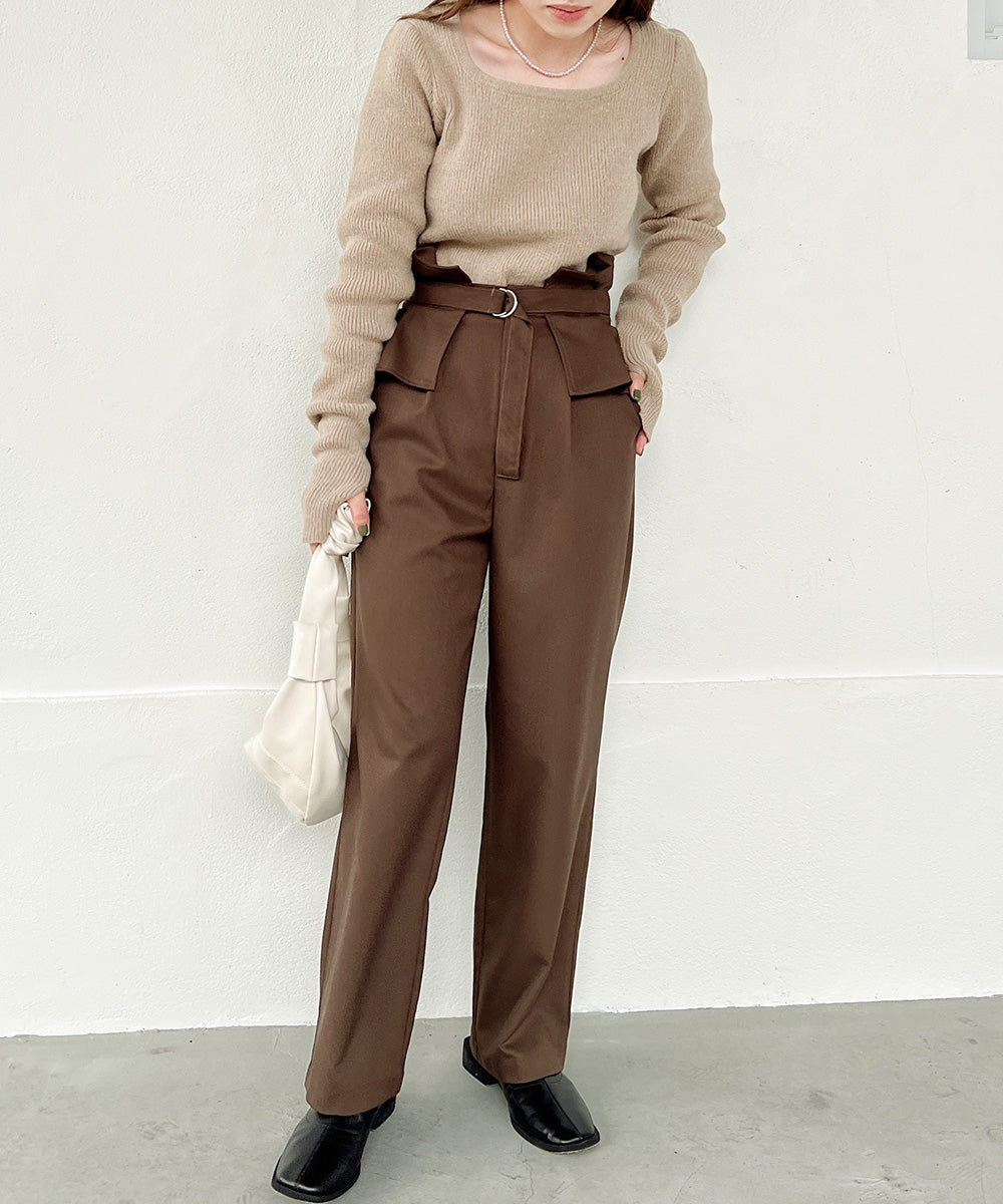 HIGH WAIST BELT SET TAPERED PANTS