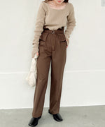HIGH WAIST BELT SET TAPERED PANTS