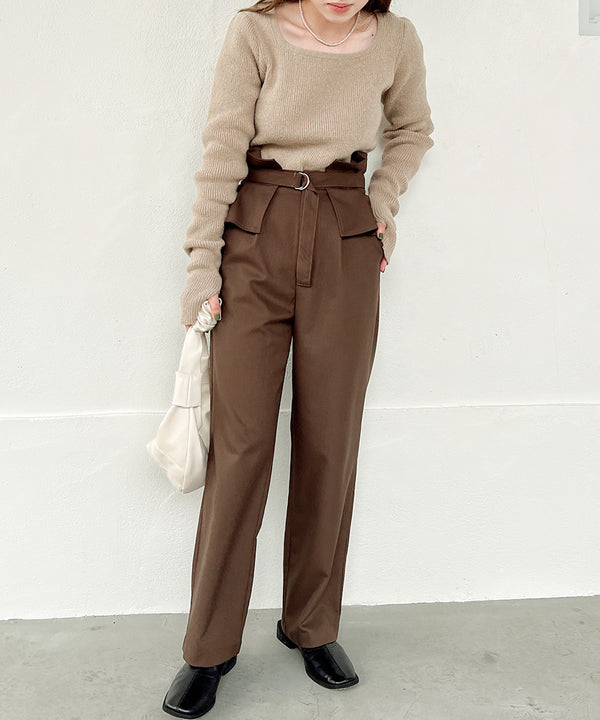 HIGH WAIST BELT SET TAPERED PANTS