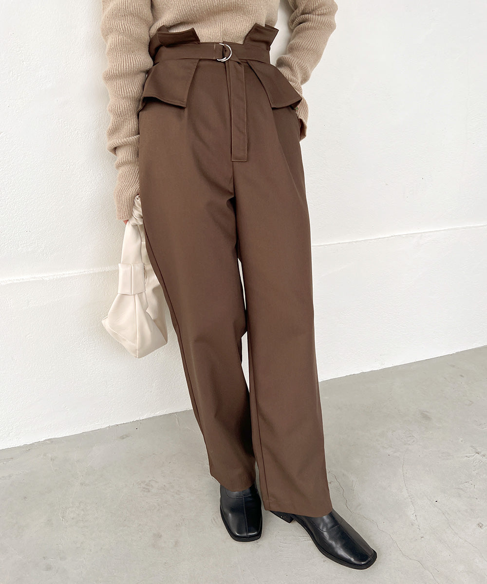 HIGH WAIST BELT SET TAPERED PANTS
