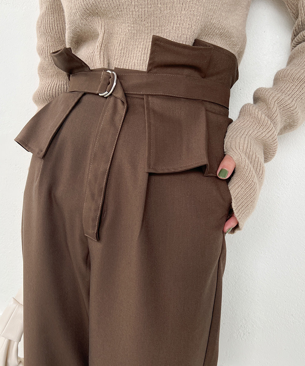 HIGH WAIST BELT SET TAPERED PANTS