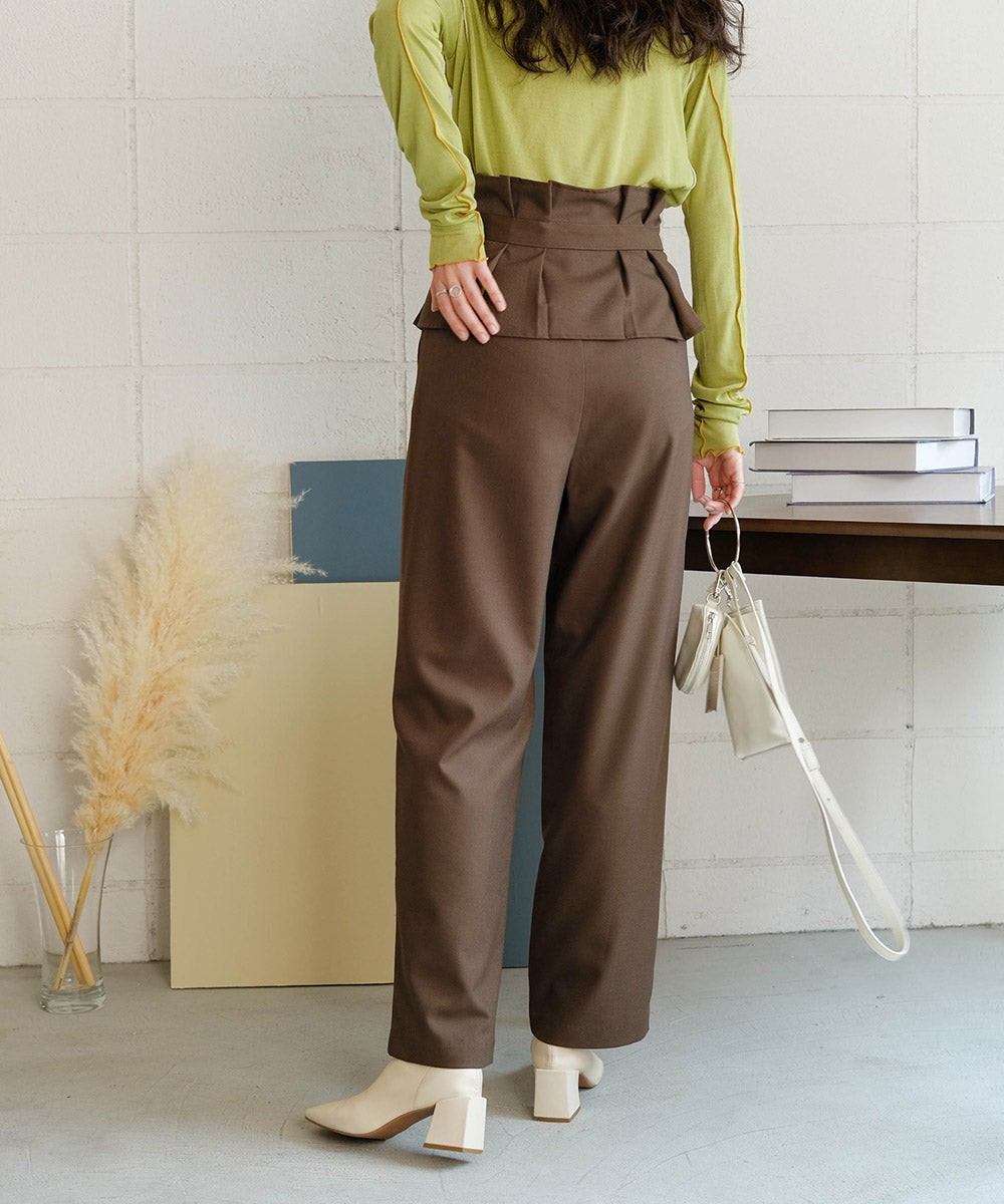 HIGH WAIST BELT SET TAPERED PANTS