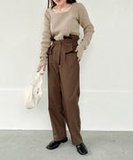HIGH WAIST BELT SET TAPERED PANTS