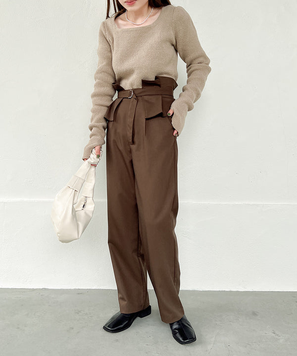 HIGH WAIST BELT SET TAPERED PANTS