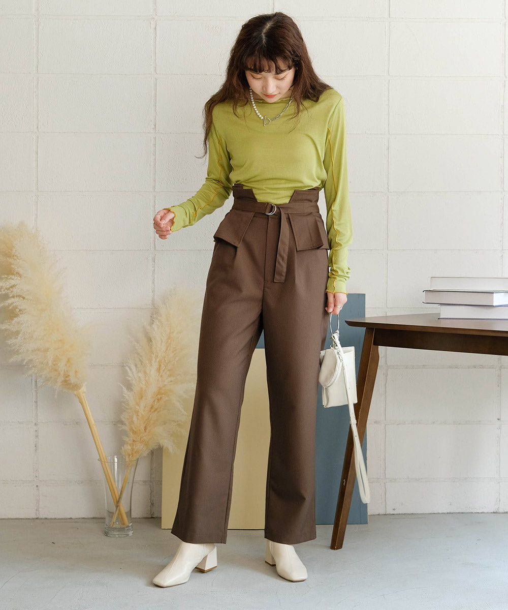 HIGH WAIST BELT SET TAPERED PANTS