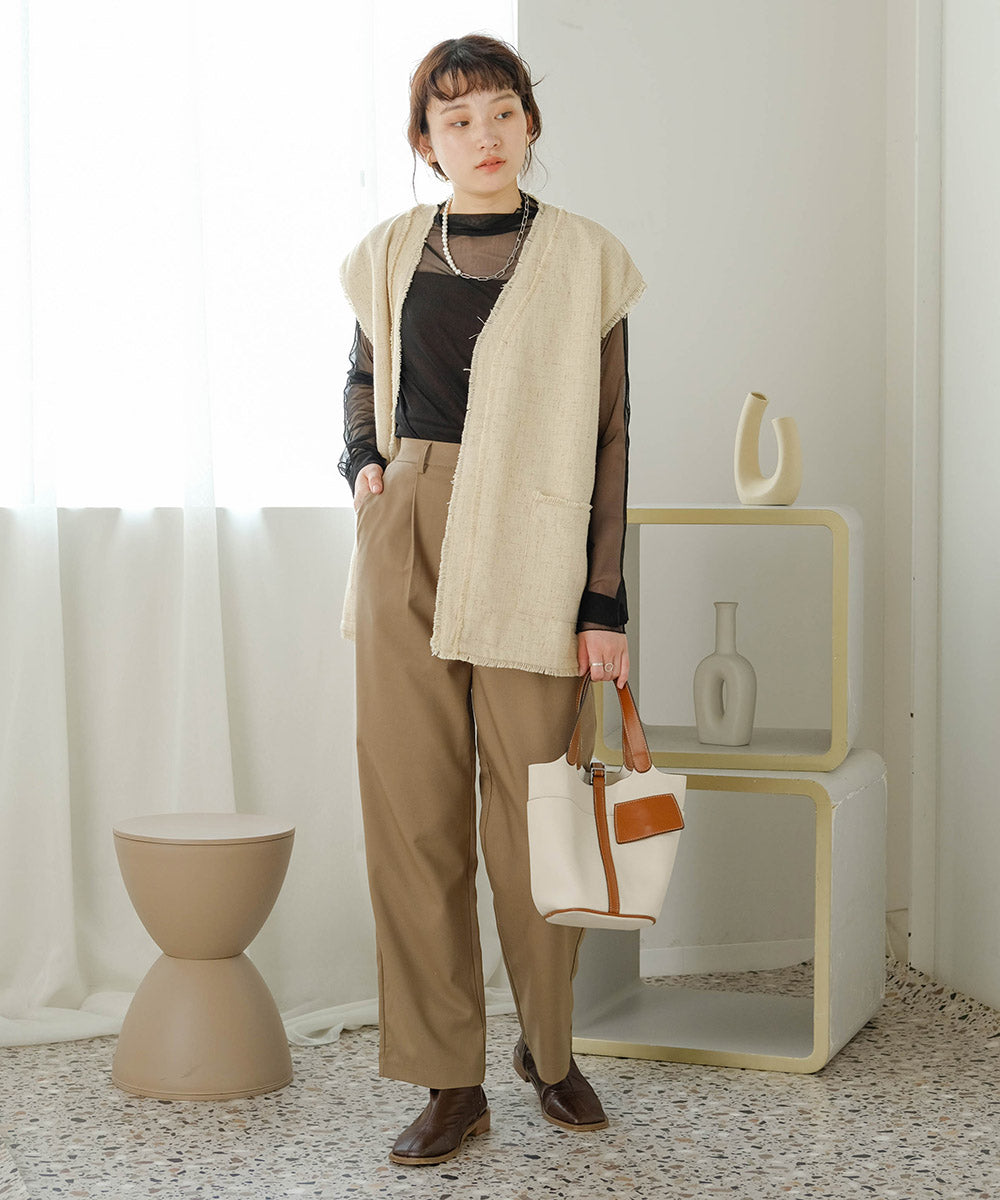 HIGH WAIST BELT SET TAPERED PANTS