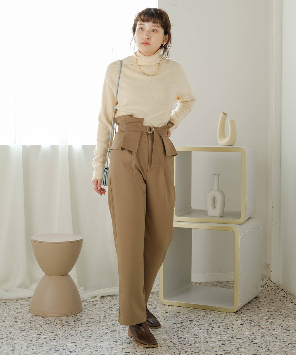 HIGH WAIST BELT SET TAPERED PANTS