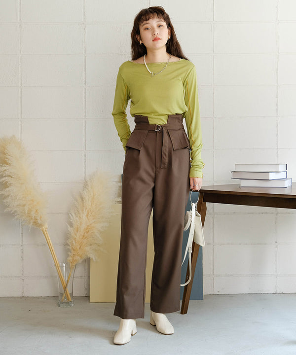 HIGH WAIST BELT SET TAPERED PANTS