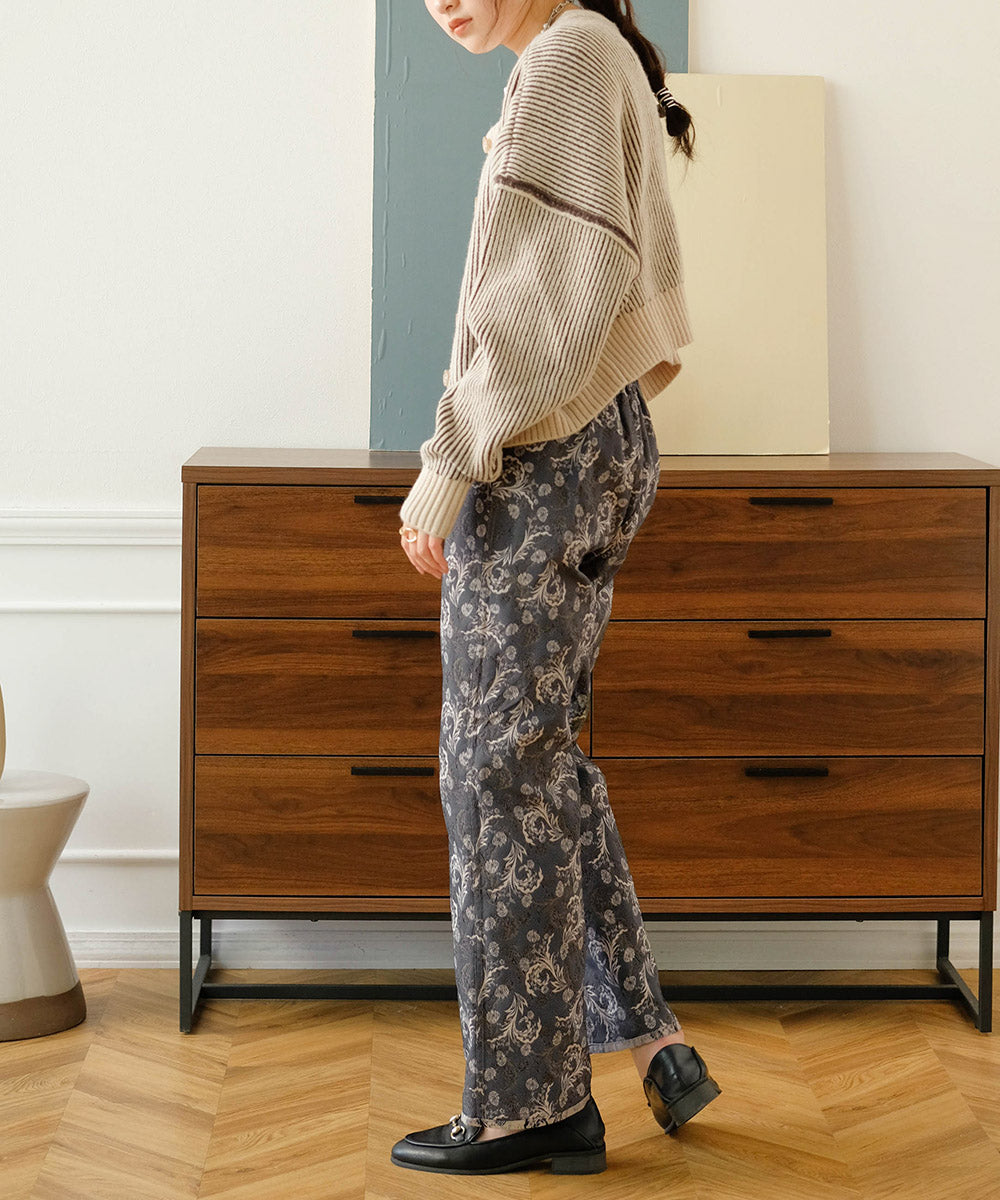REVERSIBLE JACQUARD PANTS