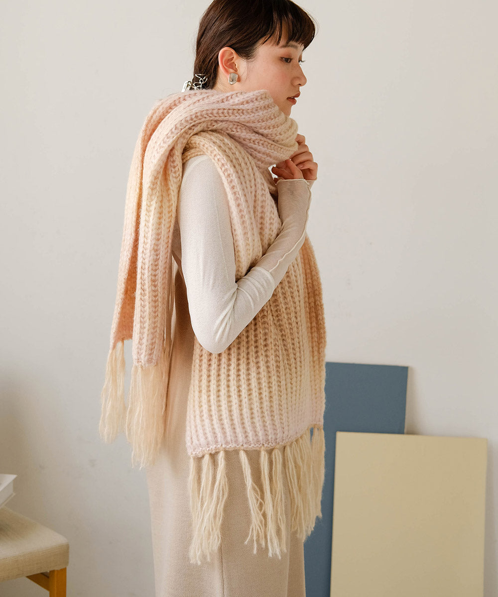 GRADATION KNIT VOLUME SCARF