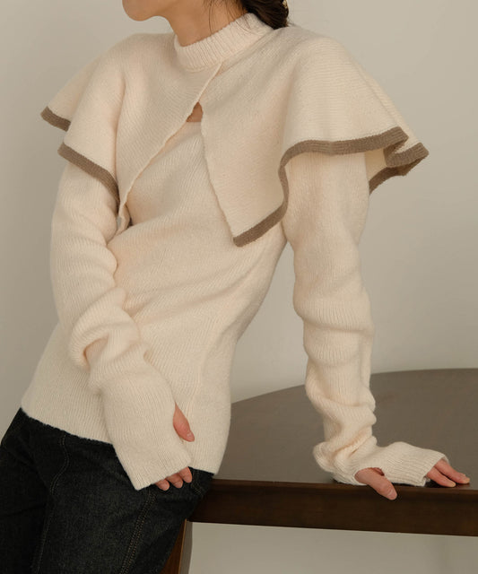 披风套装针织上衣