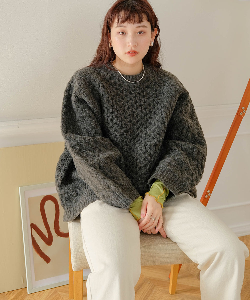CABLE KNITTING LOOUSEN KNIT