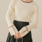 PIPING SLEEVE SLIT CREW NECK KNIT