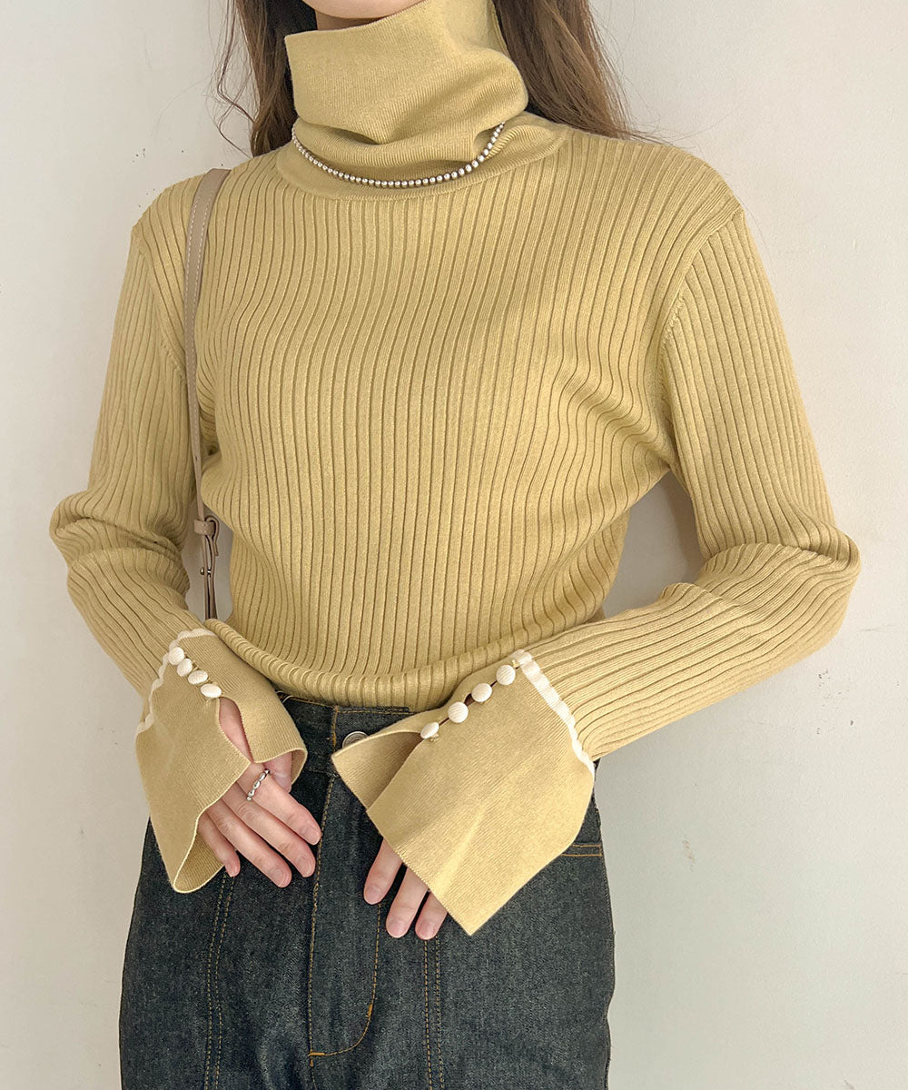 PIPING SLEEVE SLIT PULLOVER