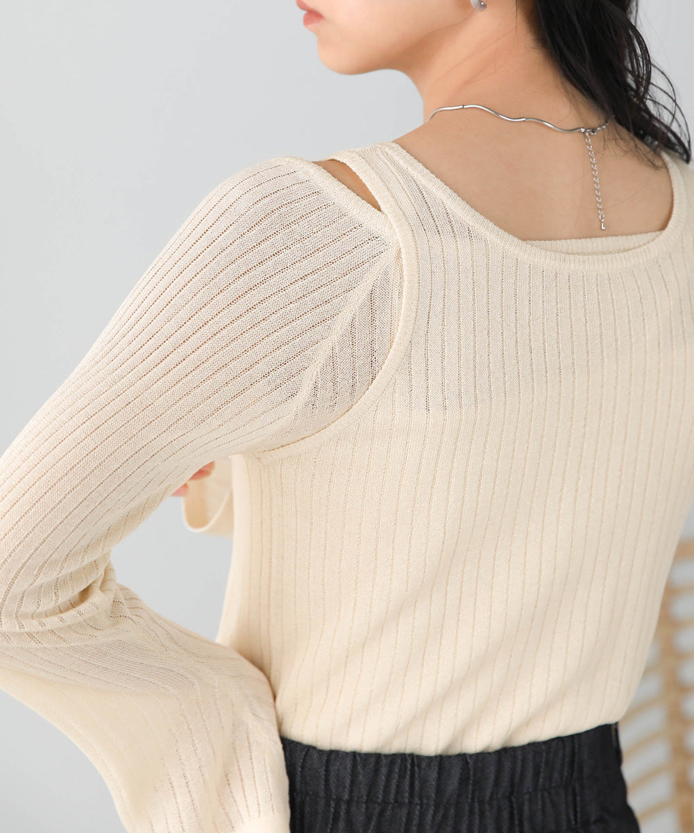 FRONT-BACK 2WAY LAYERED KNIT TOPS