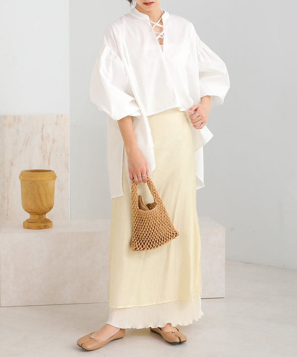 REVERSIBLE SHEER PLEATED SKIRT