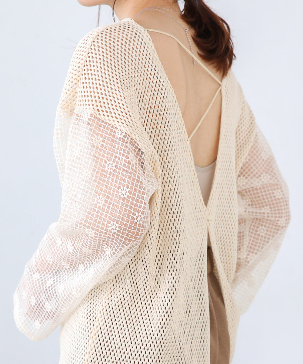 2WAY MESH LACE BLOUSE