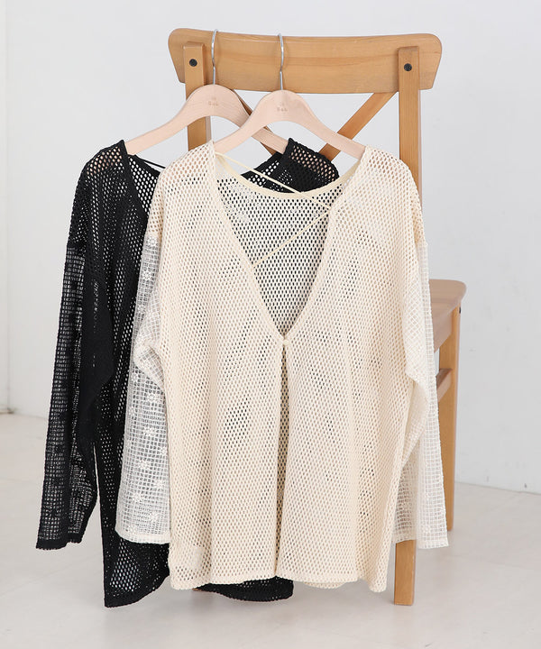 2WAY MESH LACE BLOUSE