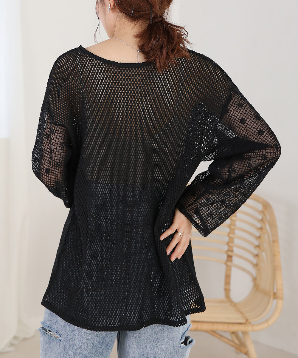 2WAY MESH LACE BLOUSE