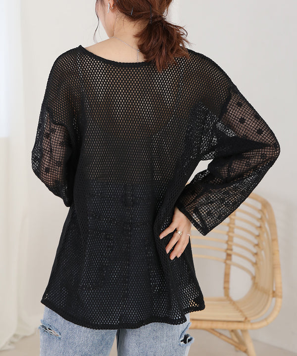 2WAY MESH LACE BLOUSE