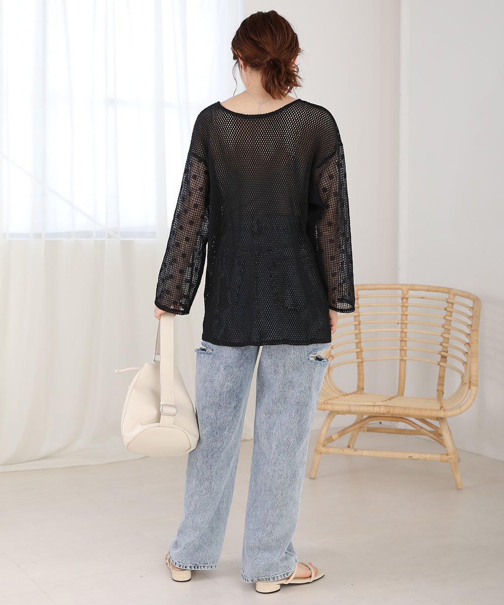 2WAY MESH LACE BLOUSE