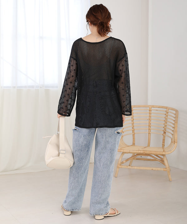 2WAY MESH LACE BLOUSE