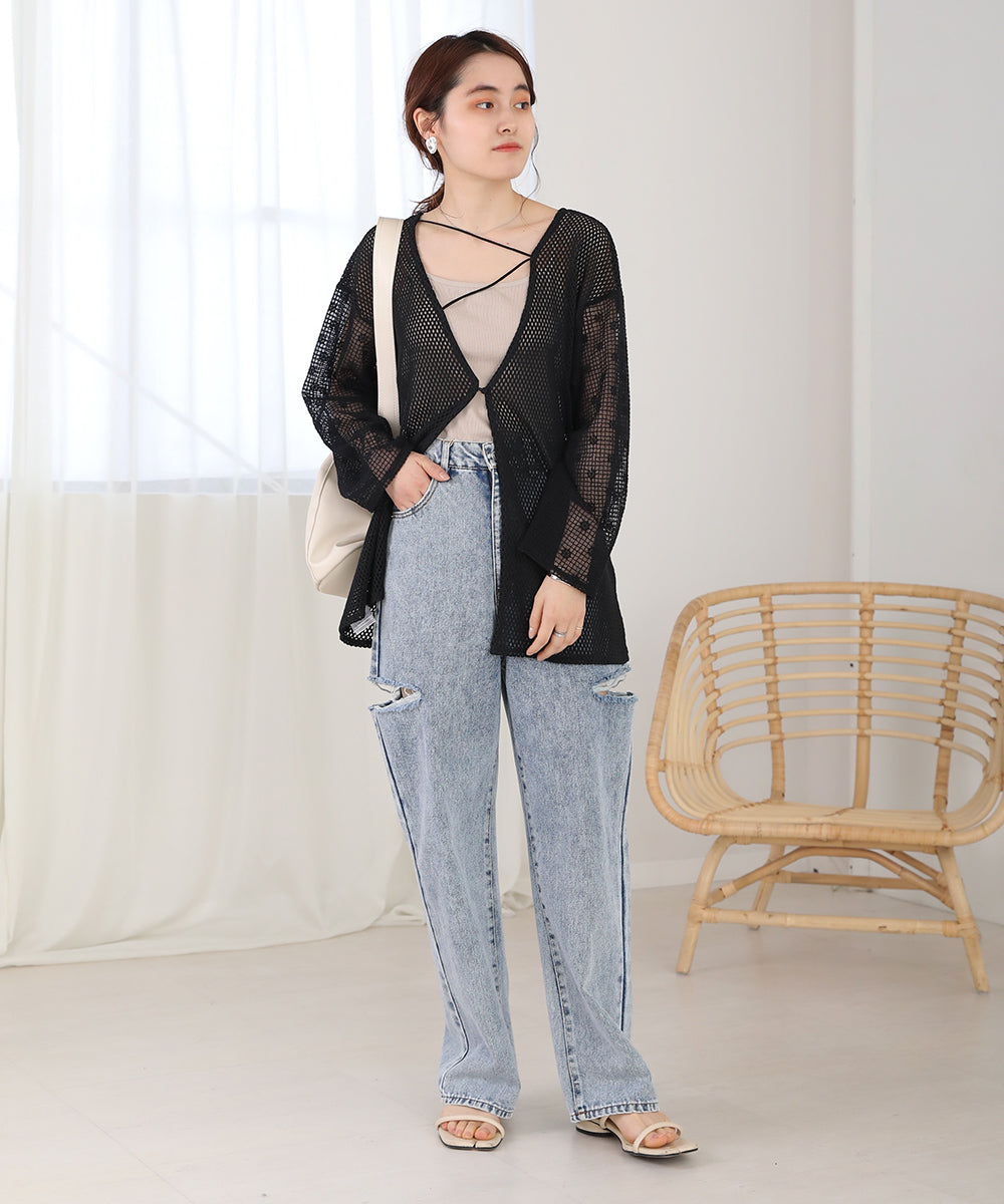 2WAY MESH LACE BLOUSE