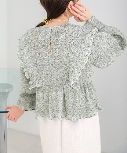 FLORAL PLEATED BLOUSE