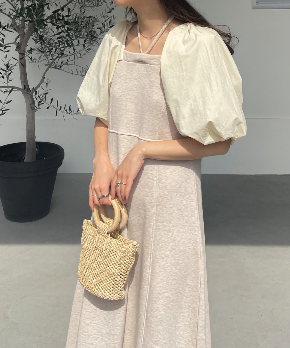 SLEEVE DIFFERENT MATERIAL FLARE ONEPIECE