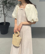 SLEEVE DIFFERENT MATERIAL FLARE ONEPIECE