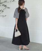 SLEEVE DIFFERENT MATERIAL FLARE ONEPIECE