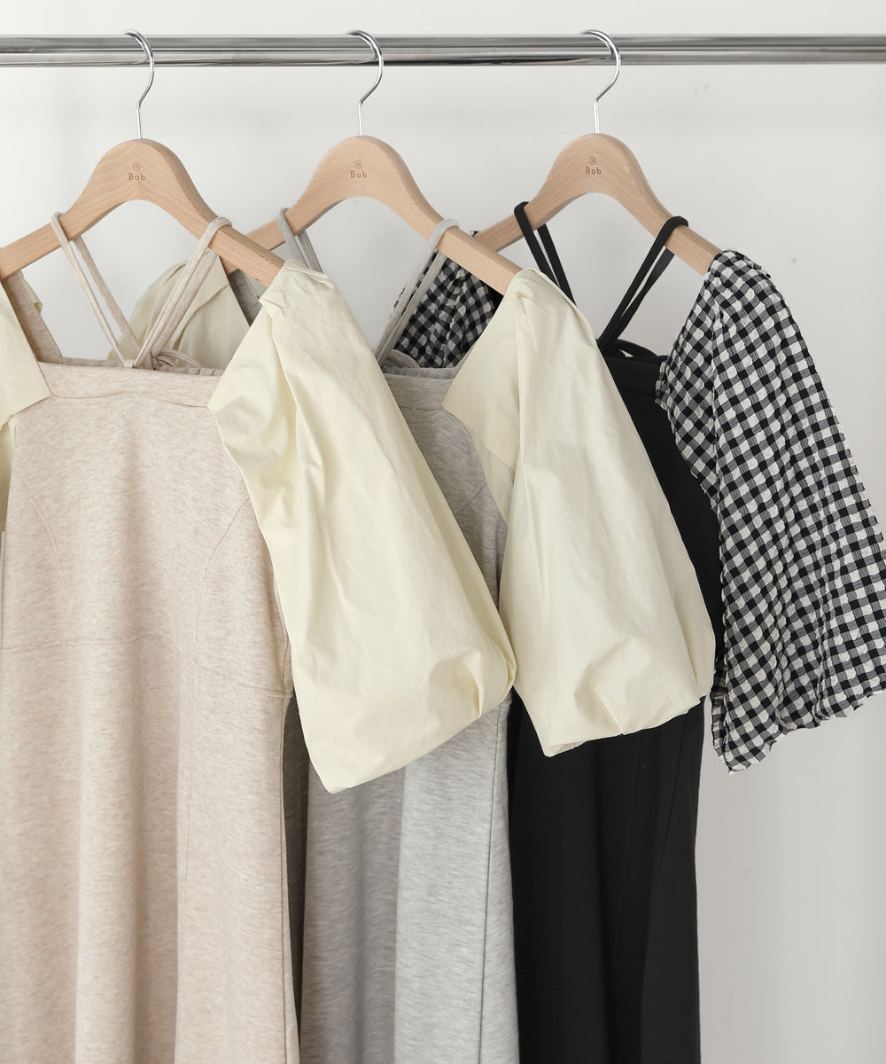 SLEEVE DIFFERENT MATERIAL FLARE ONEPIECE