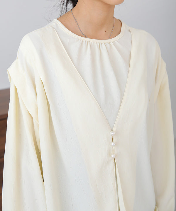 PEARL BUTTON LAYERED BLOUSE