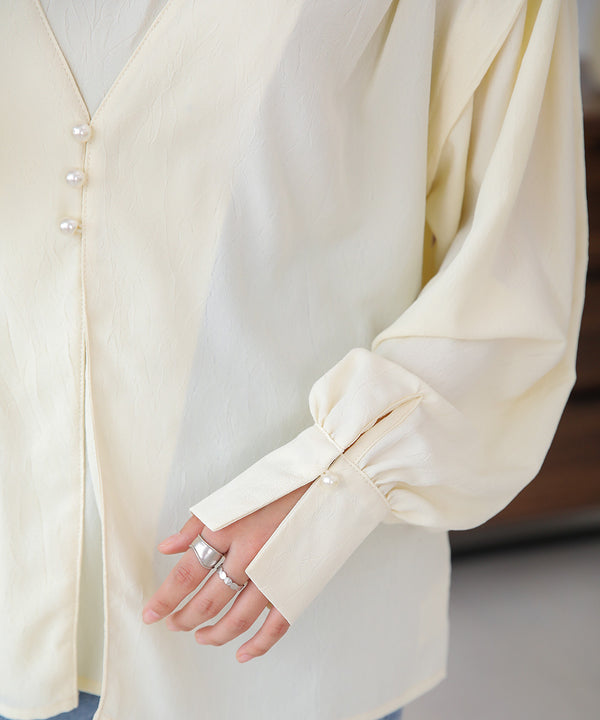 PEARL BUTTON LAYERED BLOUSE