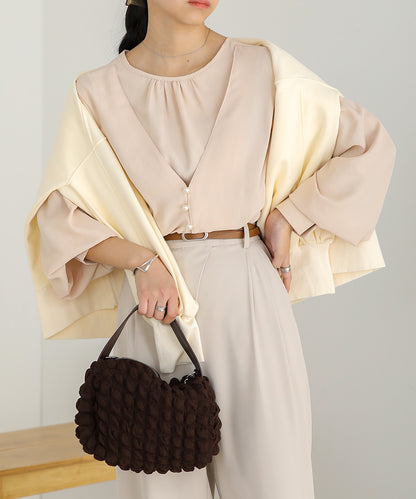 PEARL BUTTON LAYERED BLOUSE