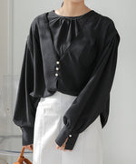 PEARL BUTTON LAYERED BLOUSE