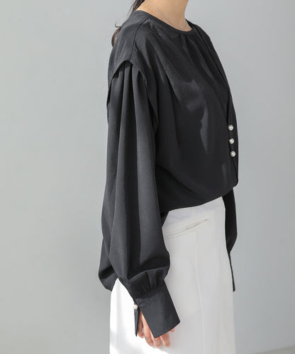 PEARL BUTTON LAYERED BLOUSE