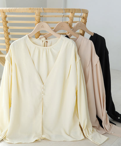 PEARL BUTTON LAYERED BLOUSE