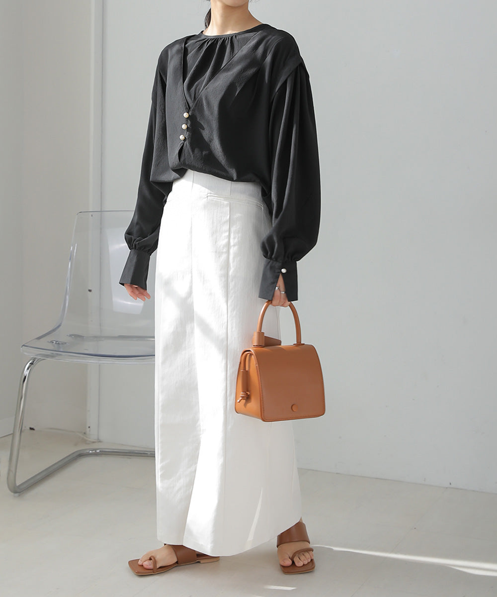 PEARL BUTTON LAYERED BLOUSE