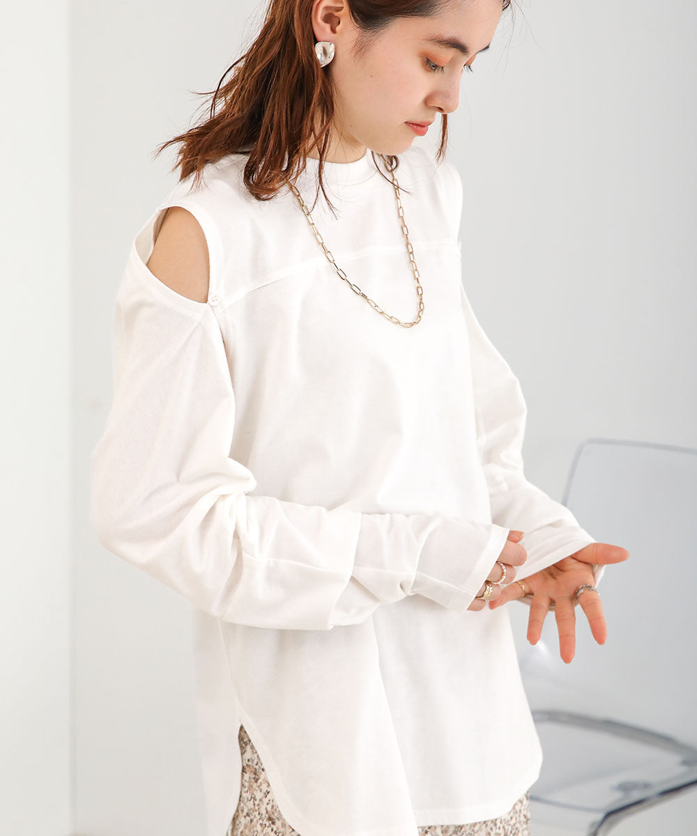 2WAY SLEEVE SLIT TOPS