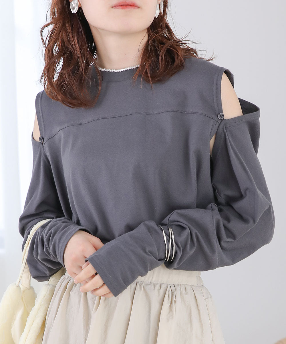2WAY SLEEVE SLIT TOPS